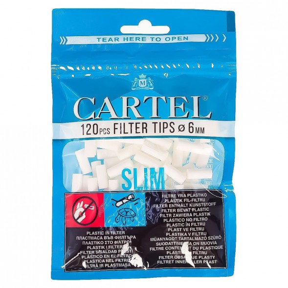 Фильтры для самокруток Cartel - Slim (120 штук, 15х6 мм) купить в Ростове-на-Дону