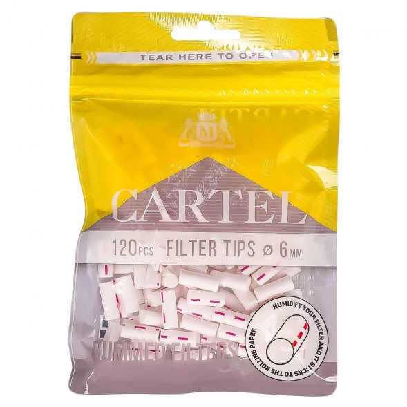 Фильтры для самокруток Cartel - Slim Gummed (120 штук, 15х6 мм) купить в Ростове-на-Дону