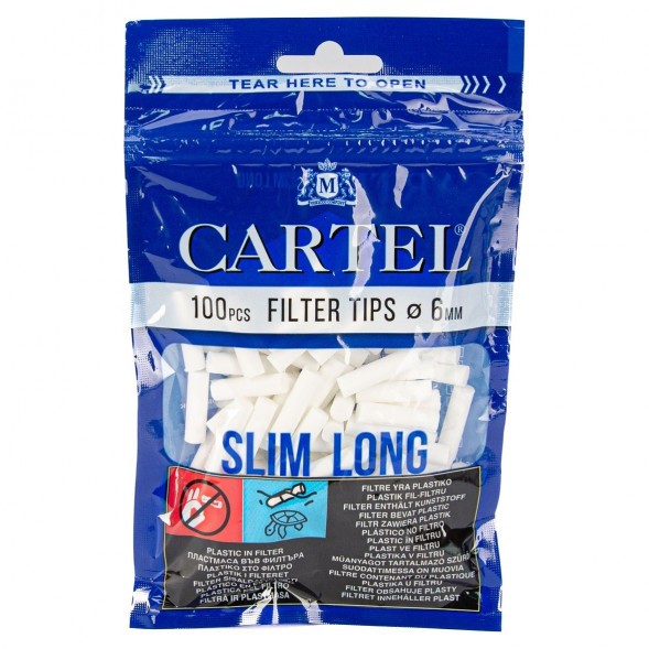 Фильтры для самокруток Cartel - Slim Long (100 штук, 22х6 мм) купить в Ростове-на-Дону